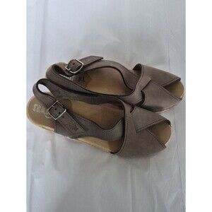 Sandgrens Morocco Crossed Clog  Sandals Taupe Suede Womens 6/36 Handmade Sweden